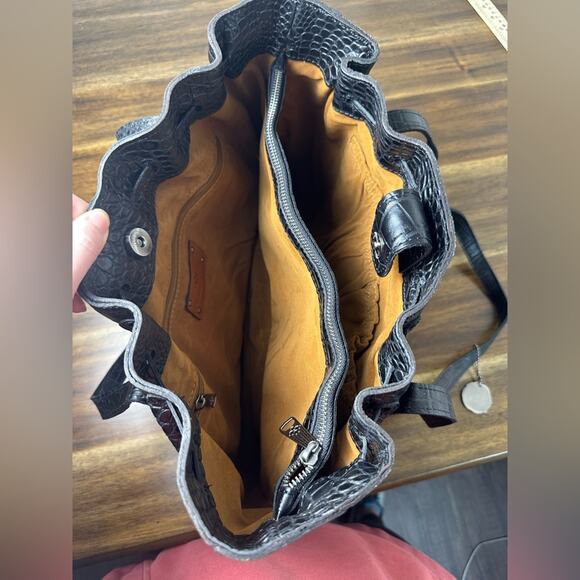 NWT Patricia Nash 10th Anniversary Blck Croc Soft Leather Drawstring Witney Tote - Picture 10 of 11